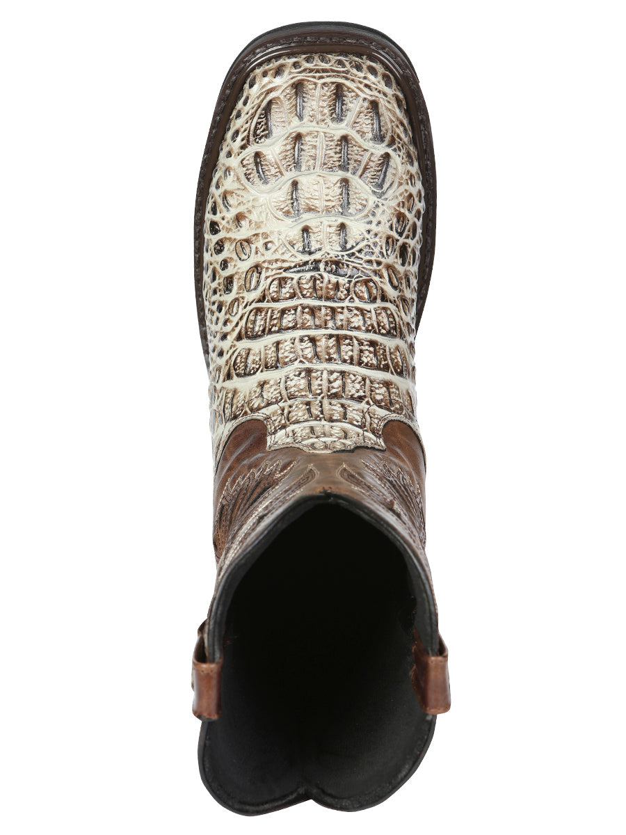El General Men's Leather Work Boots - Made in Mexico - Printed Caiman -Sand 45816 — view 9