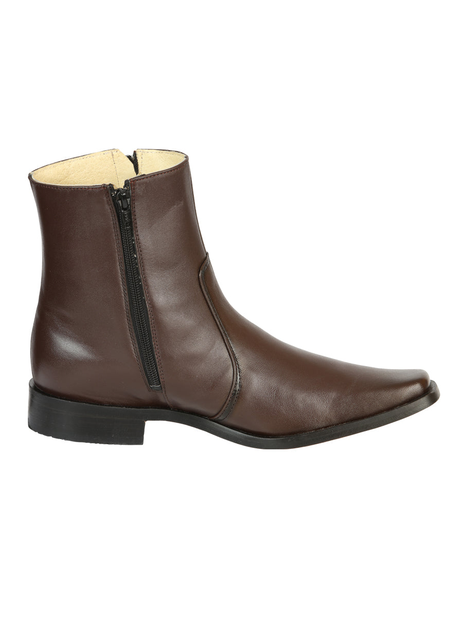 El Besserro Men's Premium Goat Leather Ankle Boot with Zipper - Made in Mexico - Brown 45828 — view 3