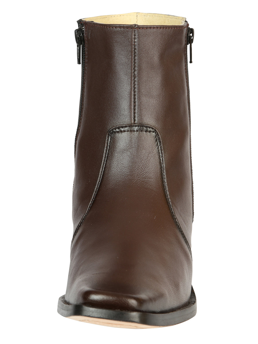El Besserro Men's Premium Goat Leather Ankle Boot with Zipper - Made in Mexico - Brown 45828 — view 4