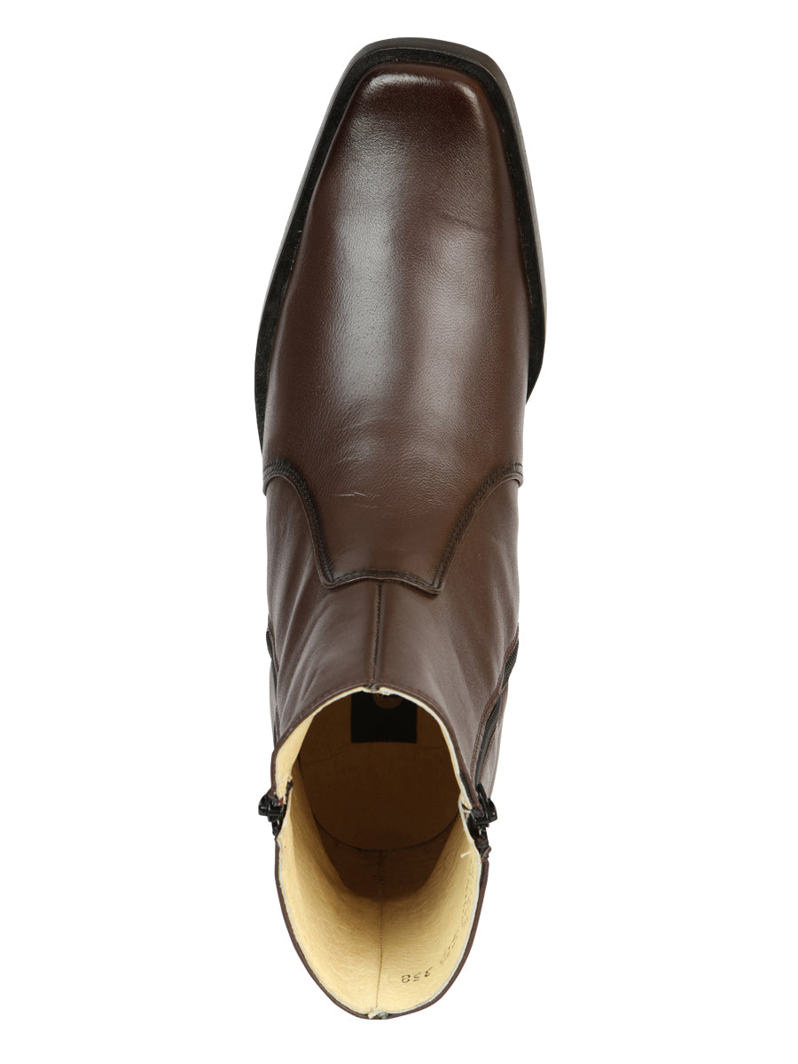 El Besserro Men's Premium Goat Leather Ankle Boot with Zipper - Made in Mexico - Brown 45828 — view 6