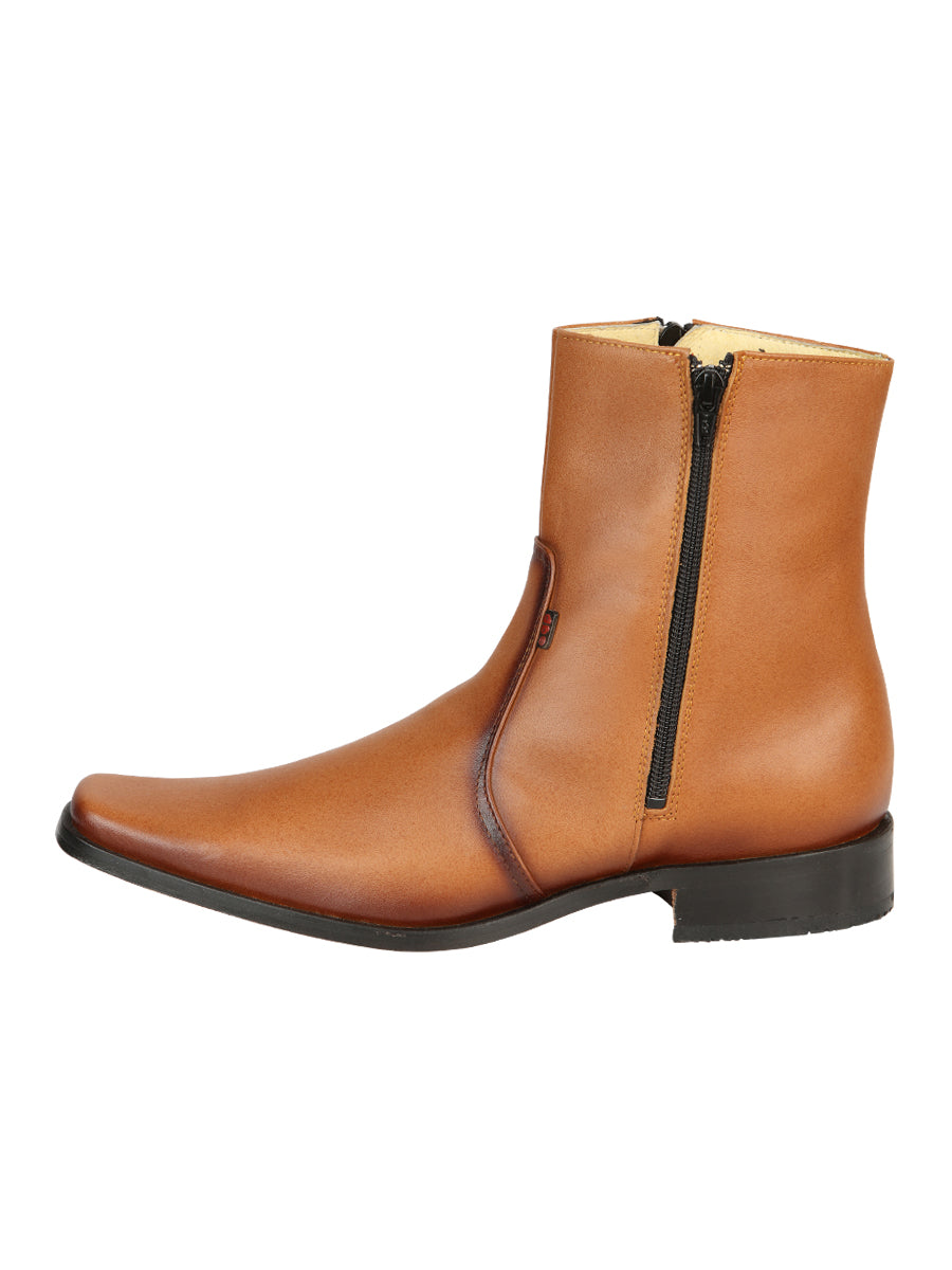 El Besserro Men's Leather Ankle Boot with Double Zipper - Made in Mexico - Brandy 45829 — view 2