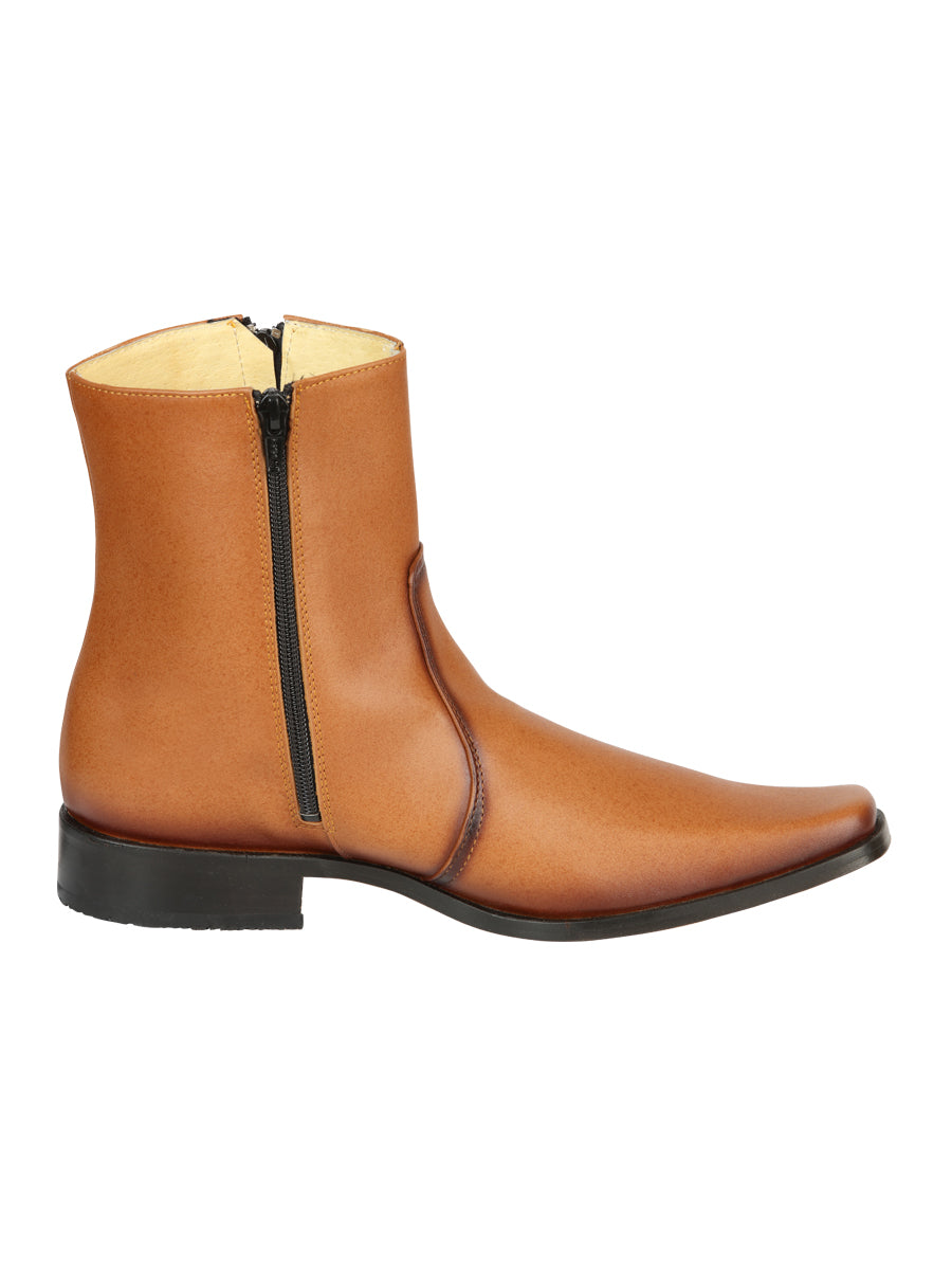 El Besserro Men's Leather Ankle Boot with Double Zipper - Made in Mexico - Brandy 45829 — view 3