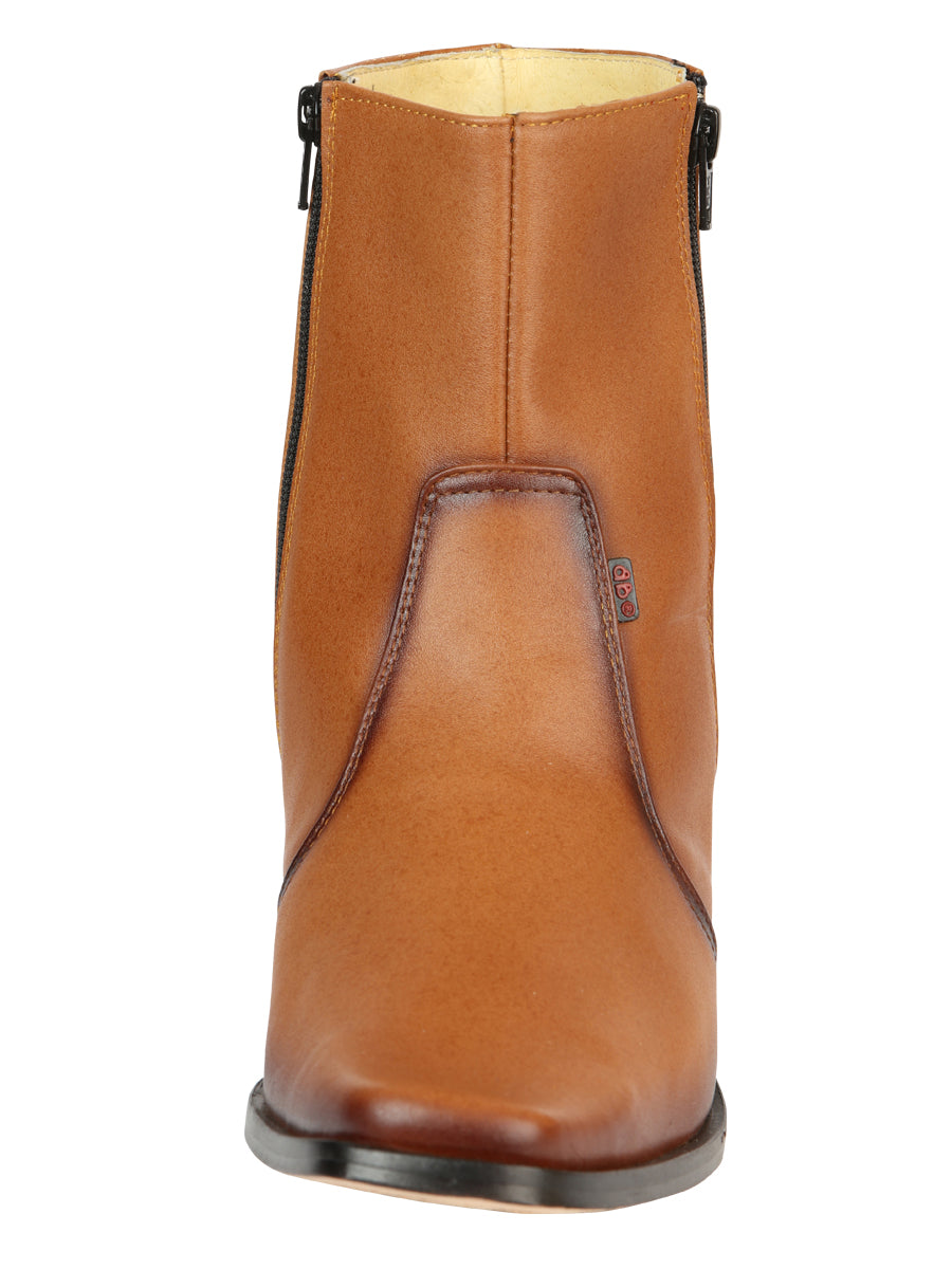 El Besserro Men's Leather Ankle Boot with Double Zipper - Made in Mexico - Brandy 45829 — view 4