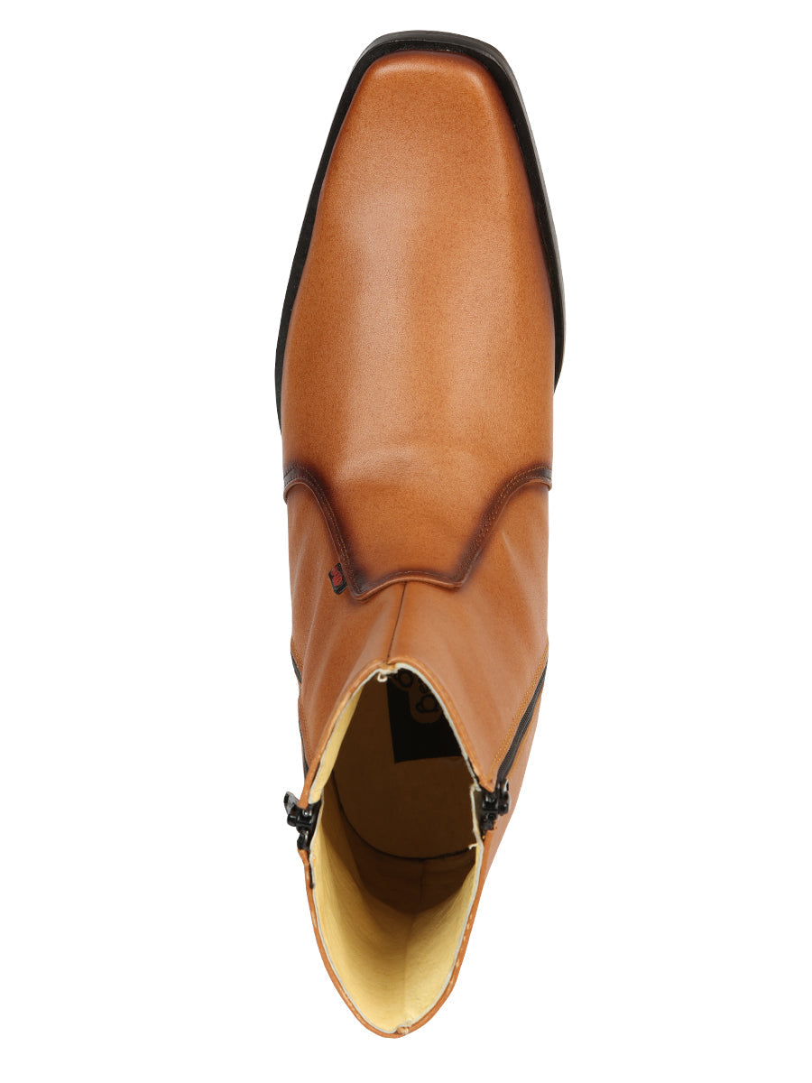 El Besserro Men's Leather Ankle Boot with Double Zipper - Made in Mexico - Brandy 45829 — view 6