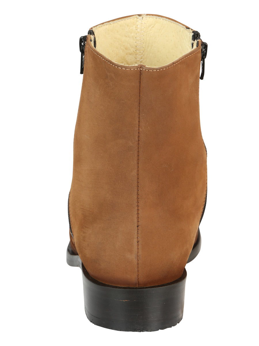 El Besserro Men's Leather Ankle Boot with Double Zipper - Made in Mexico - Nubuck Tan 45830 — view 5