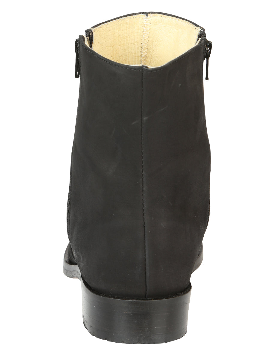 El Besserro Men's Leather Ankle Boot with Double Zipper - Made in Mexico - Nubuck Black 45831 — view 5