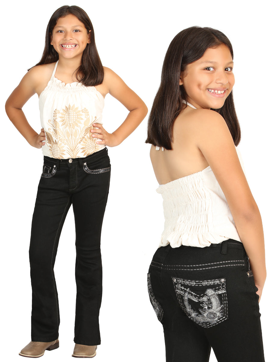 Girls Centenario Premium Bootcut Jeans - Black Denim 45835