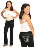 Girls Centenario Premium Bootcut Jeans - Black Denim 45835