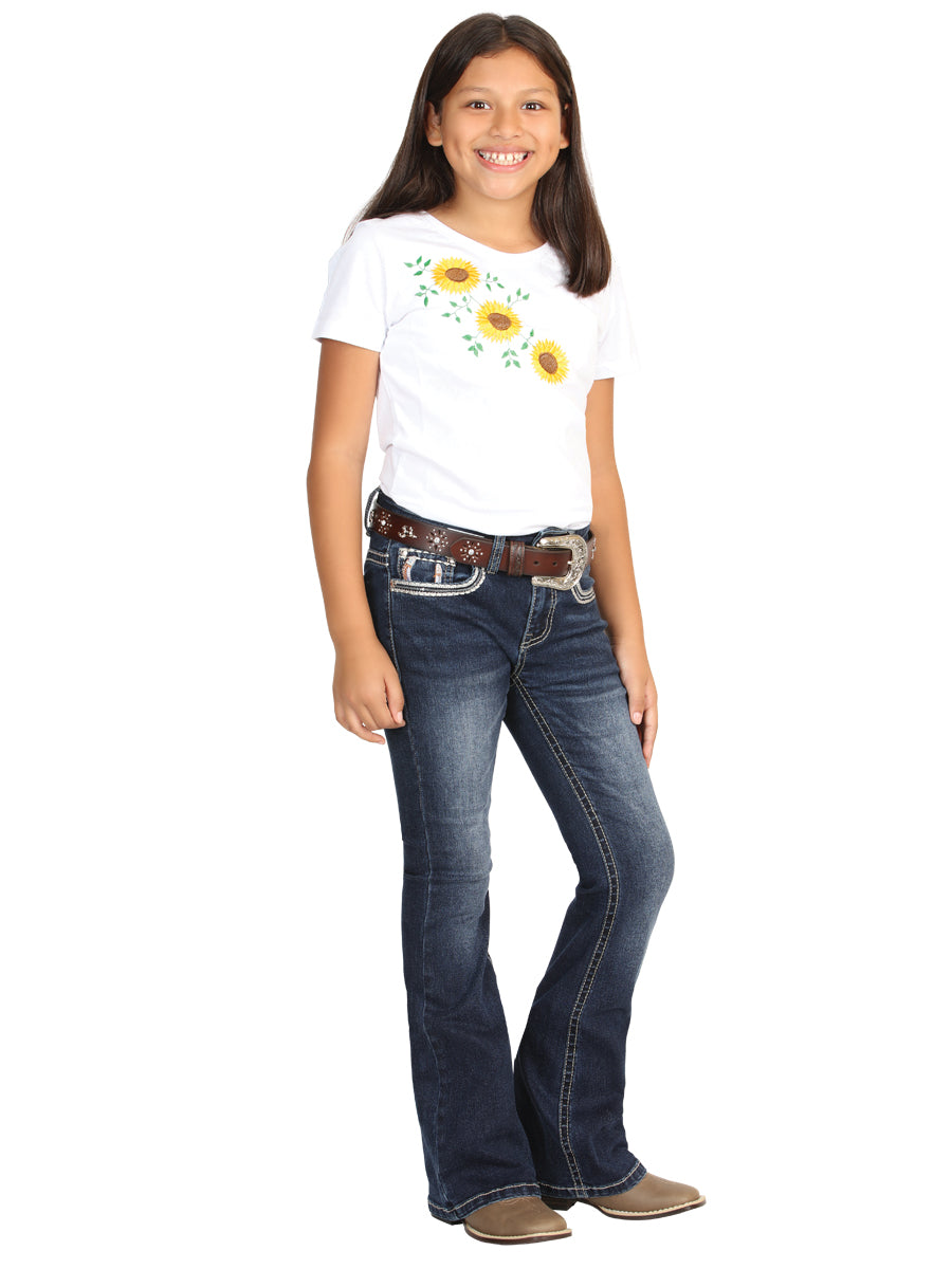 Girls Centenario Premium Bootcut Jeans - Dark Blue Denim 45836 — view 2