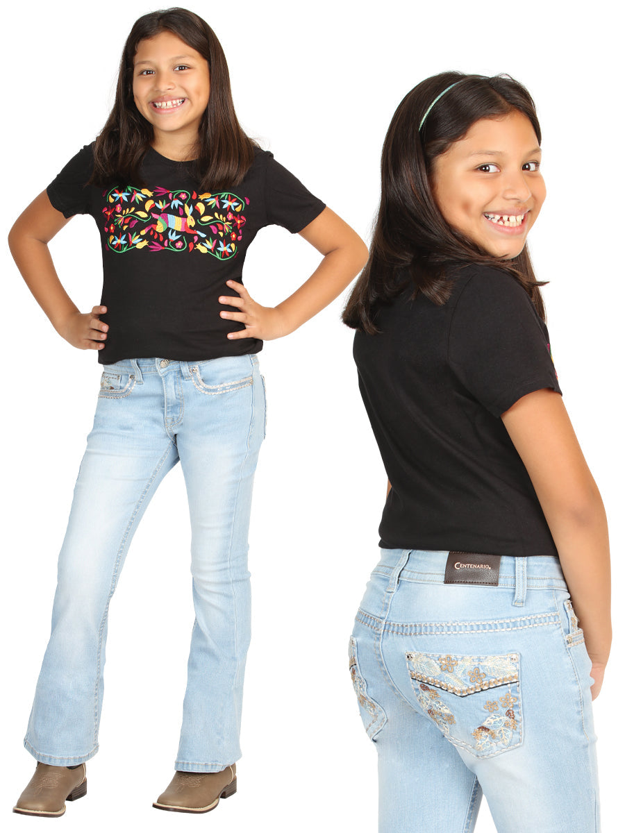 Girls Centenario Premium Bootcut Jeans - Light Blue Denim 45837