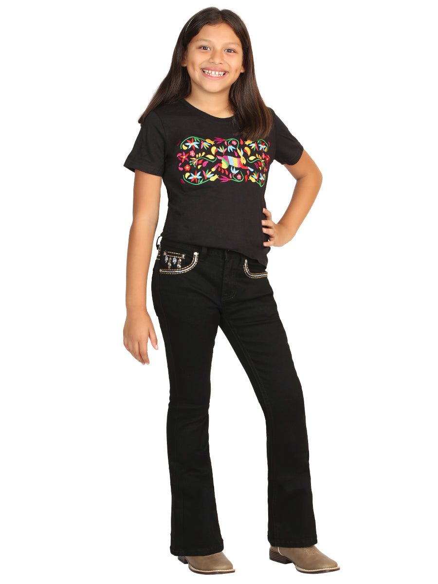 Girls Centenario Premium Bootcut Jeans - Black Denim 45838 — view 2