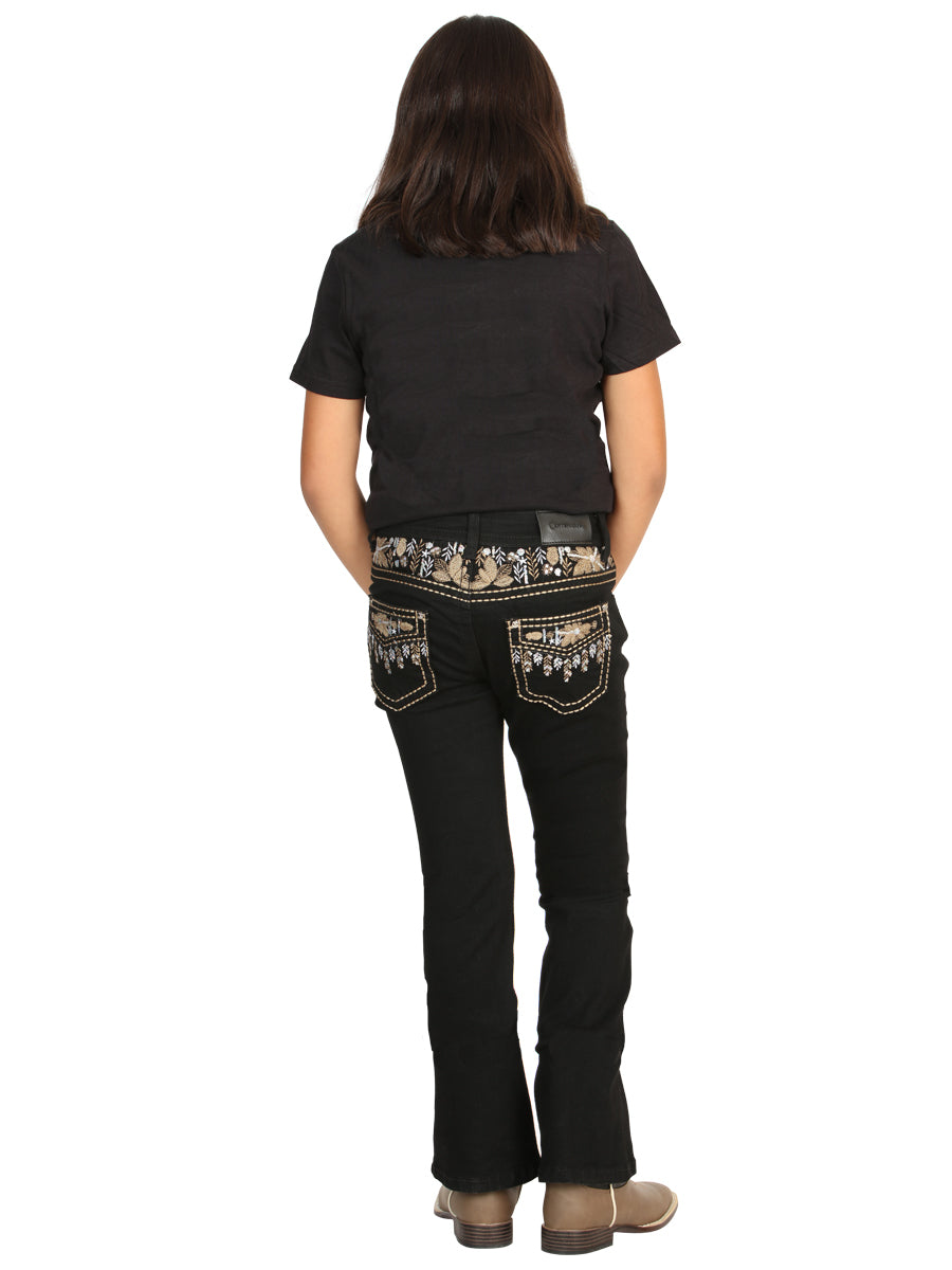 Girls Centenario Premium Bootcut Jeans - Black Denim 45838 — view 4