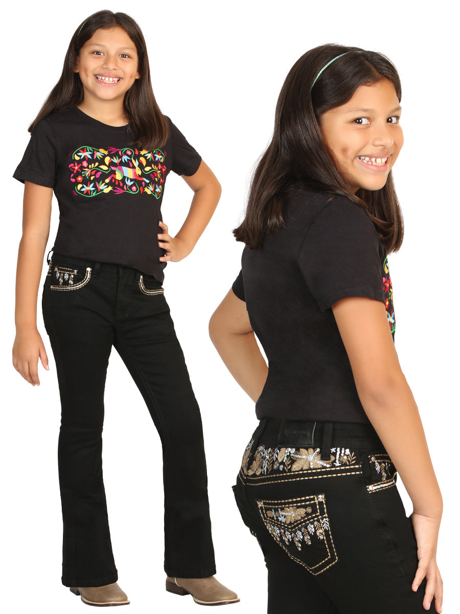 Girls Centenario Premium Bootcut Jeans - Black Denim 45838