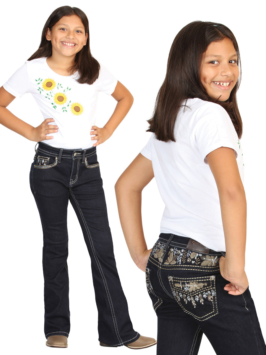 Girls Centenario Premium Bootcut Jeans - Dark Blue Denim 45839