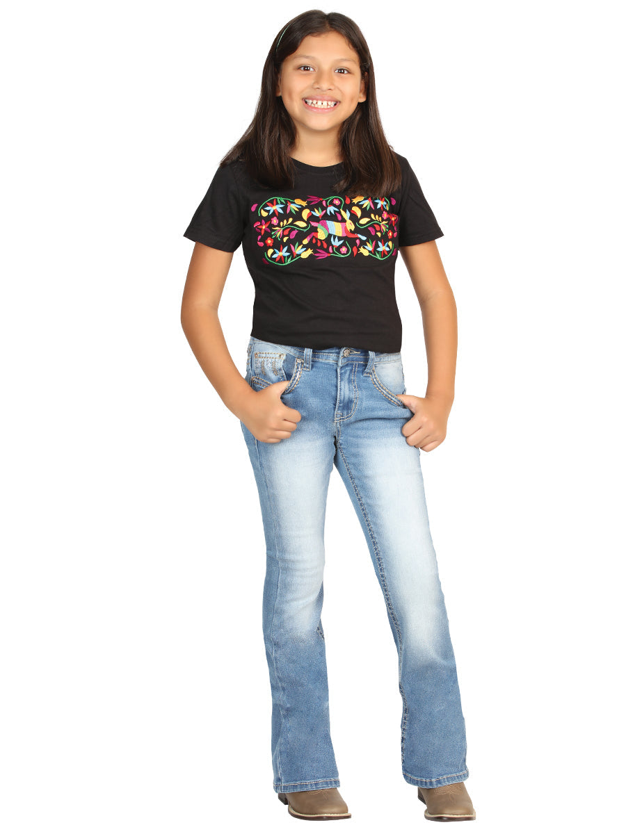 Girls Centenario Premium Bootcut Jeans - Light Blue Denim 45840 — view 2