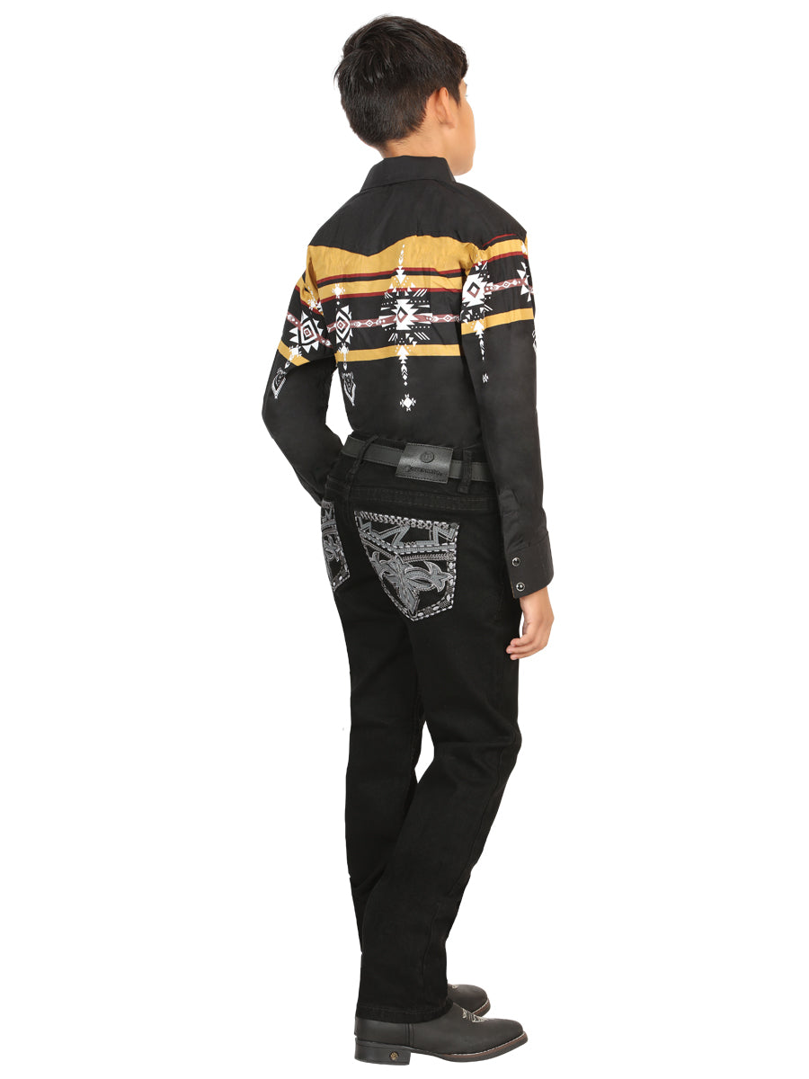 Boys Centenario Premium Bootcut Jeans - Black Denim 45841 — view 3