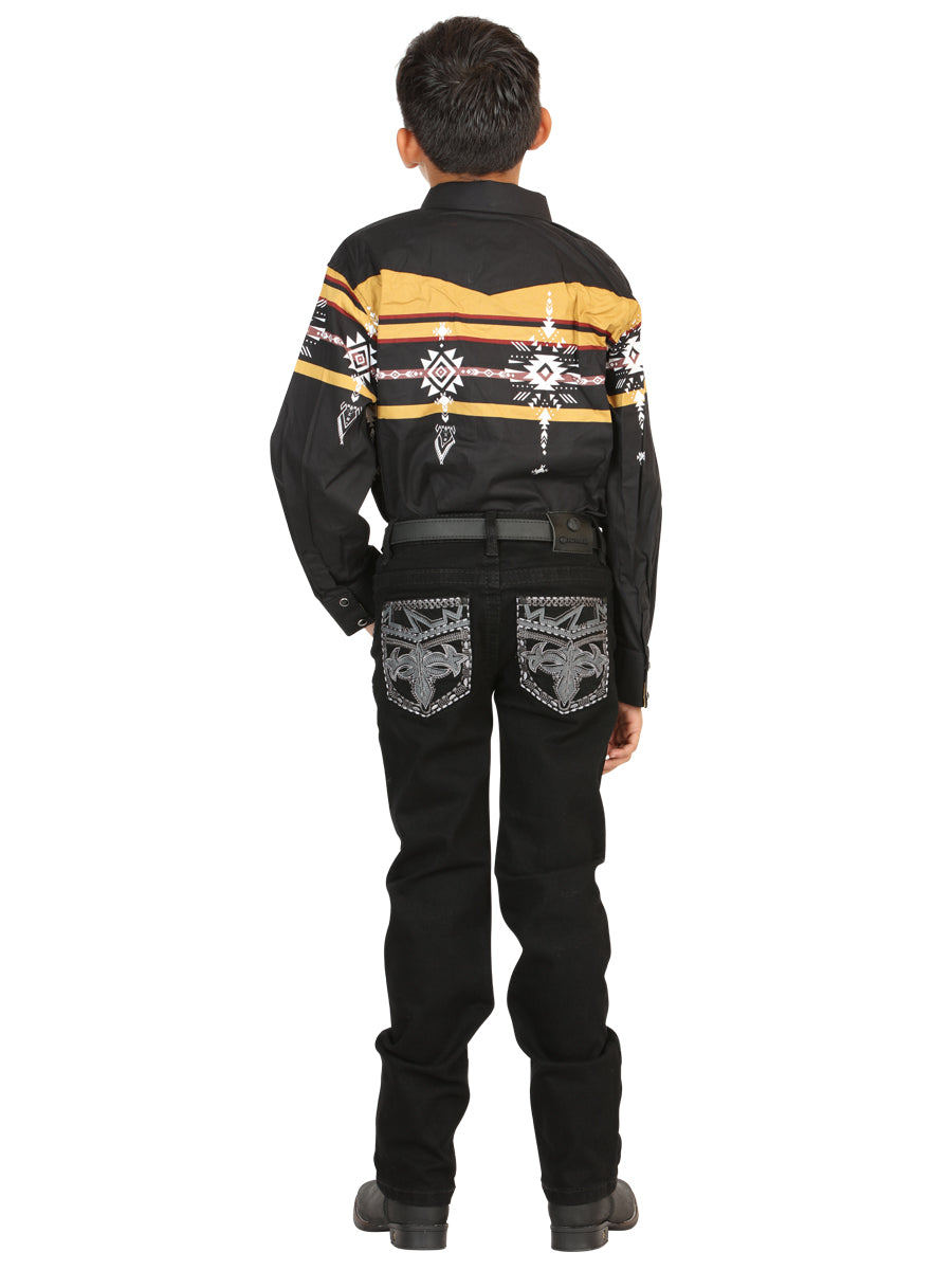 Boys Centenario Premium Bootcut Jeans - Black Denim 45841 — view 4
