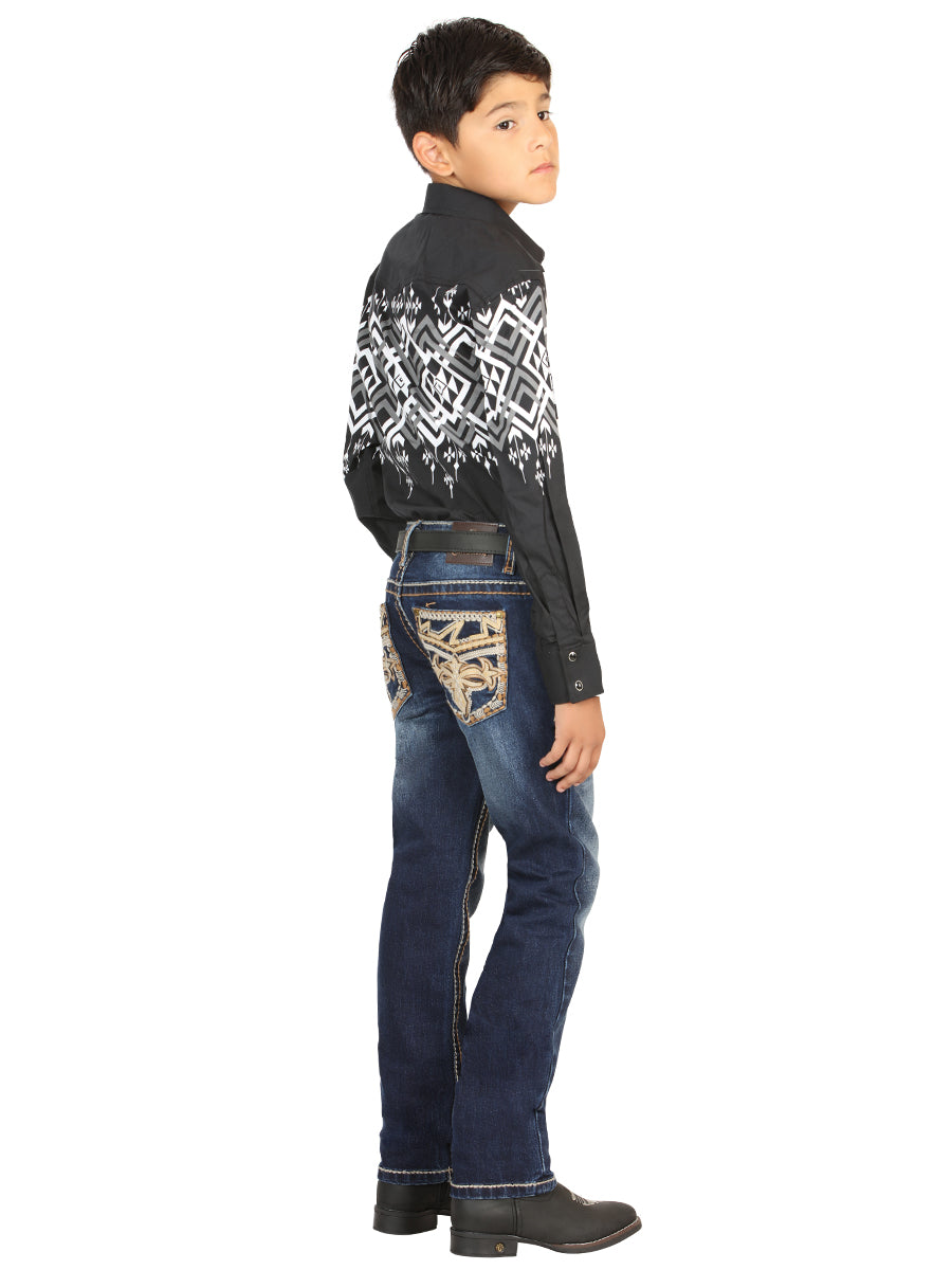 Boys Centenario Premium Bootcut Jeans - Medium Blue Denim 45842 — view 3