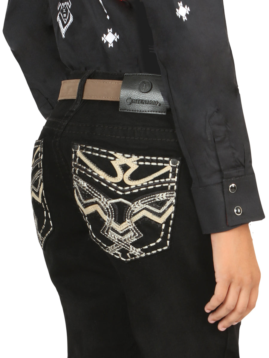 Boys Centenario Premium Bootcut Jeans - Black Denim 45843 — view 5