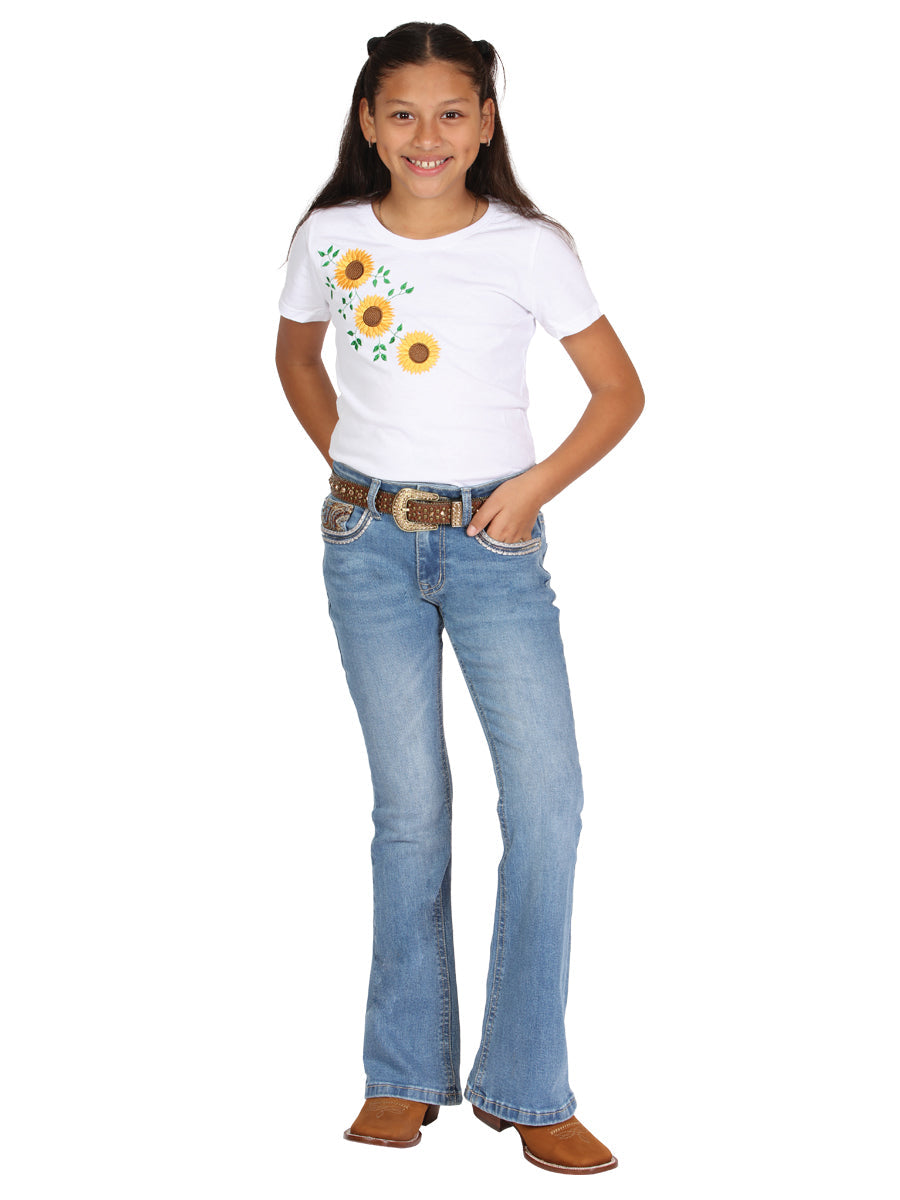 Girls Centenario Premium Bootcut Jeans - Blue Denim 45908 — view 2