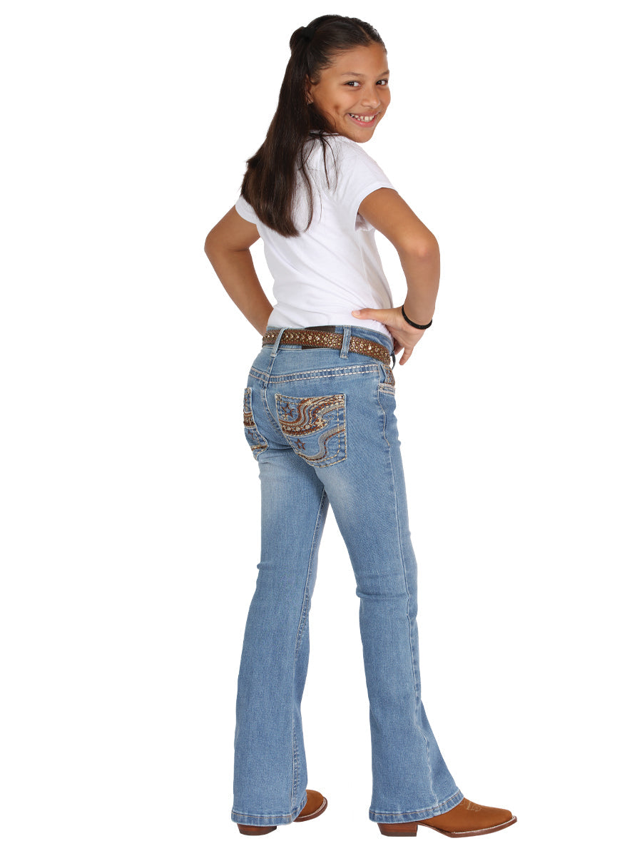 Girls Centenario Premium Bootcut Jeans - Blue Denim 45908 — view 3