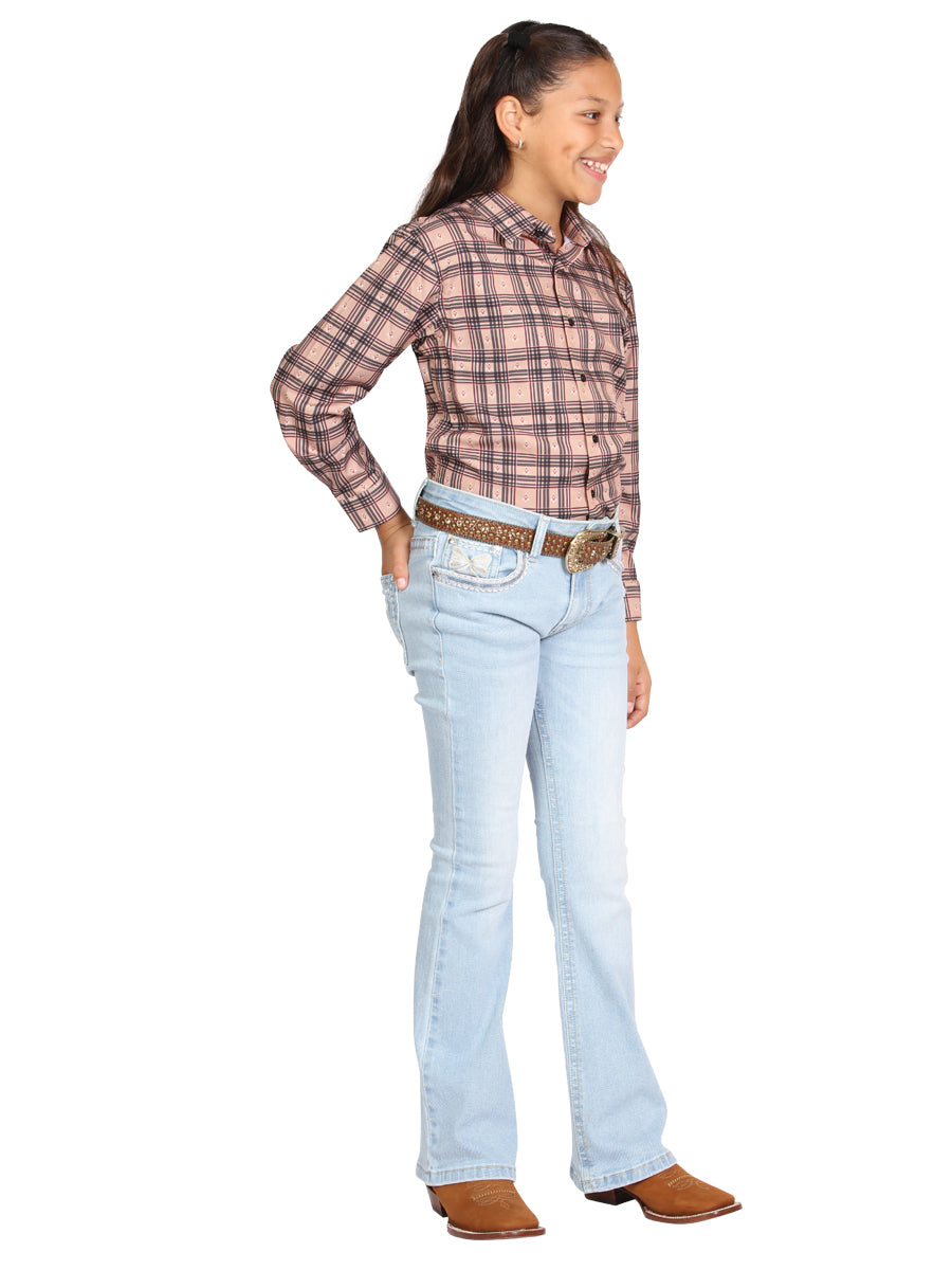 Girls Centenario Premium Bootcut Jeans - Light Blue Denim 45910 — view 2
