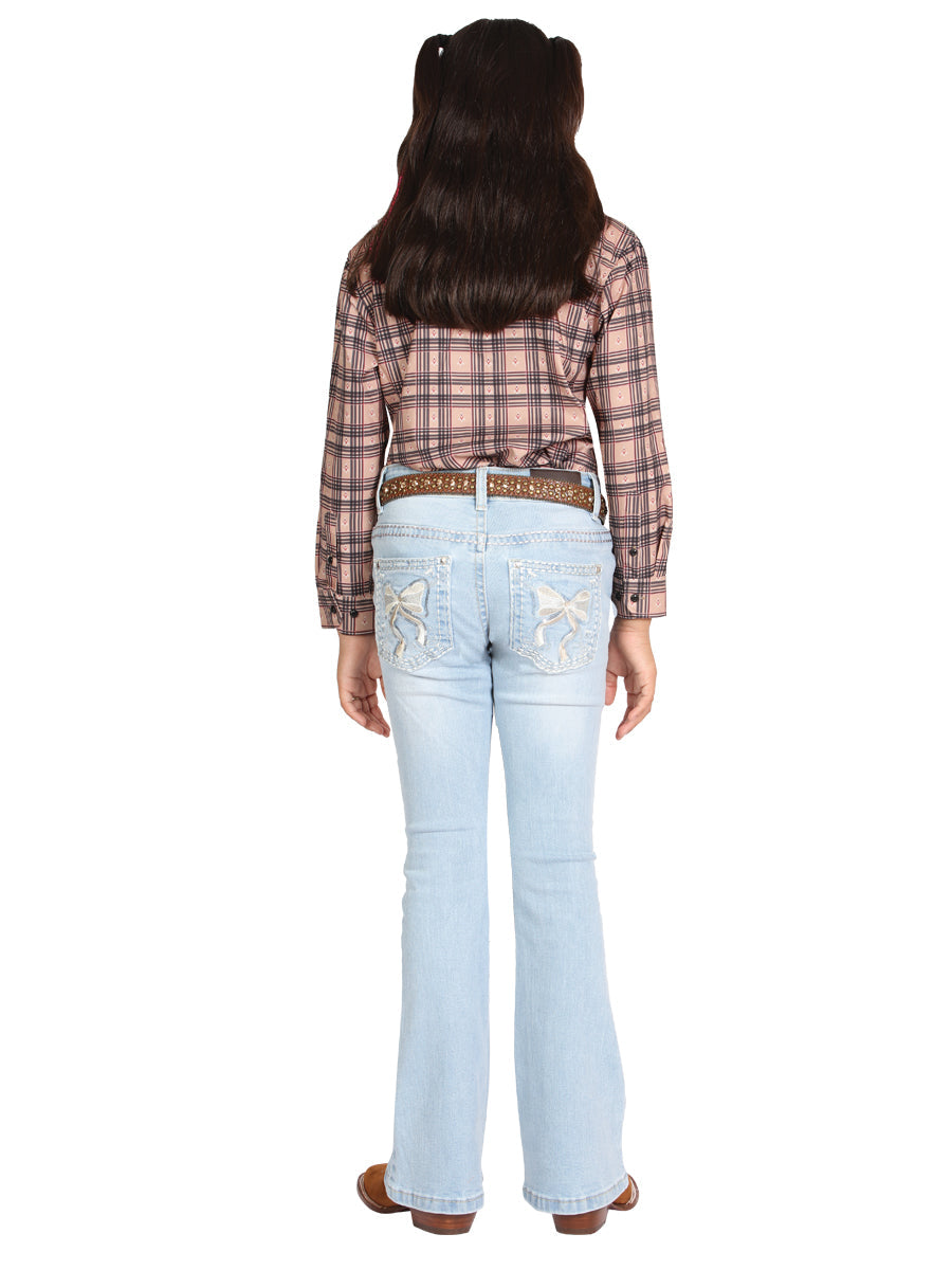 Girls Centenario Premium Bootcut Jeans - Light Blue Denim 45910 — view 4