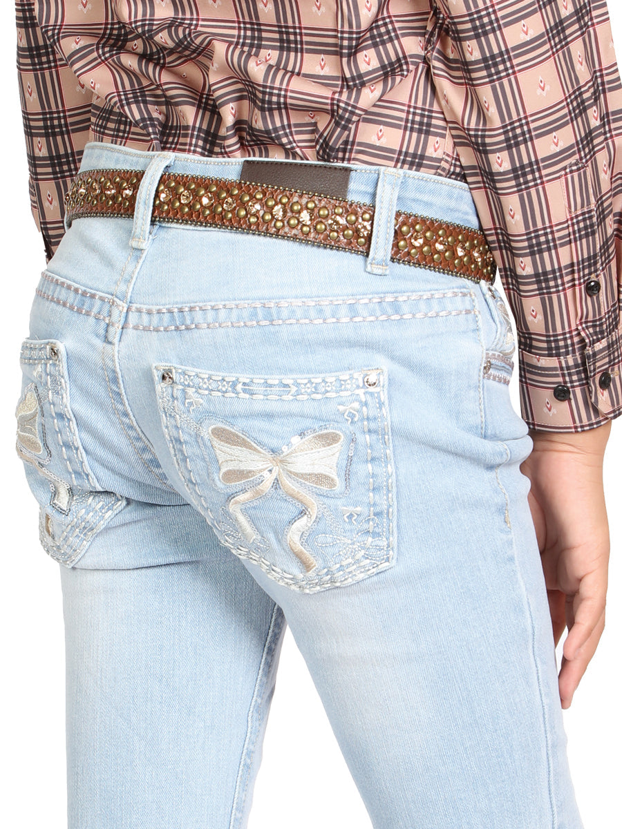 Girls Centenario Premium Bootcut Jeans - Light Blue Denim 45910 — view 5