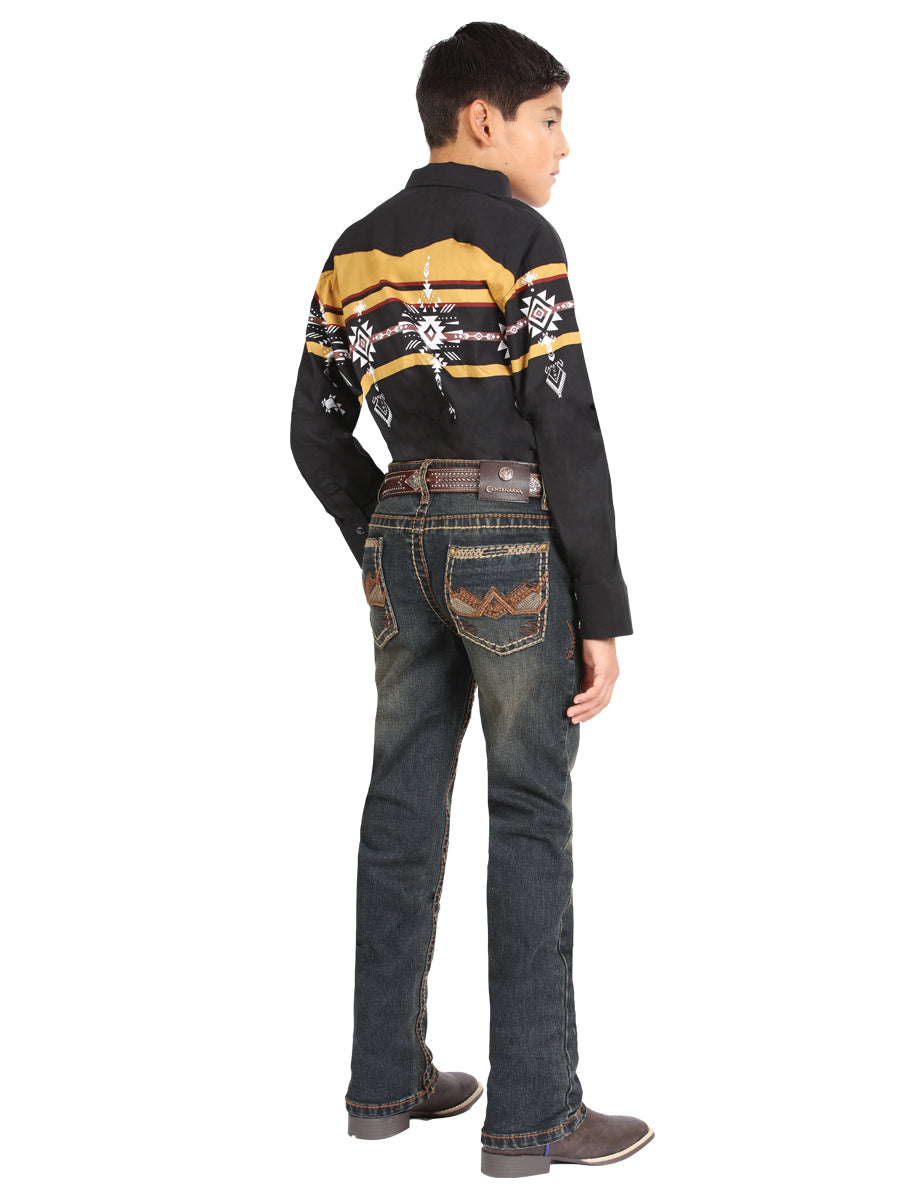 Boys Centenario Premium Bootcut Jeans - Tinted Green Denim 45911 — view 3