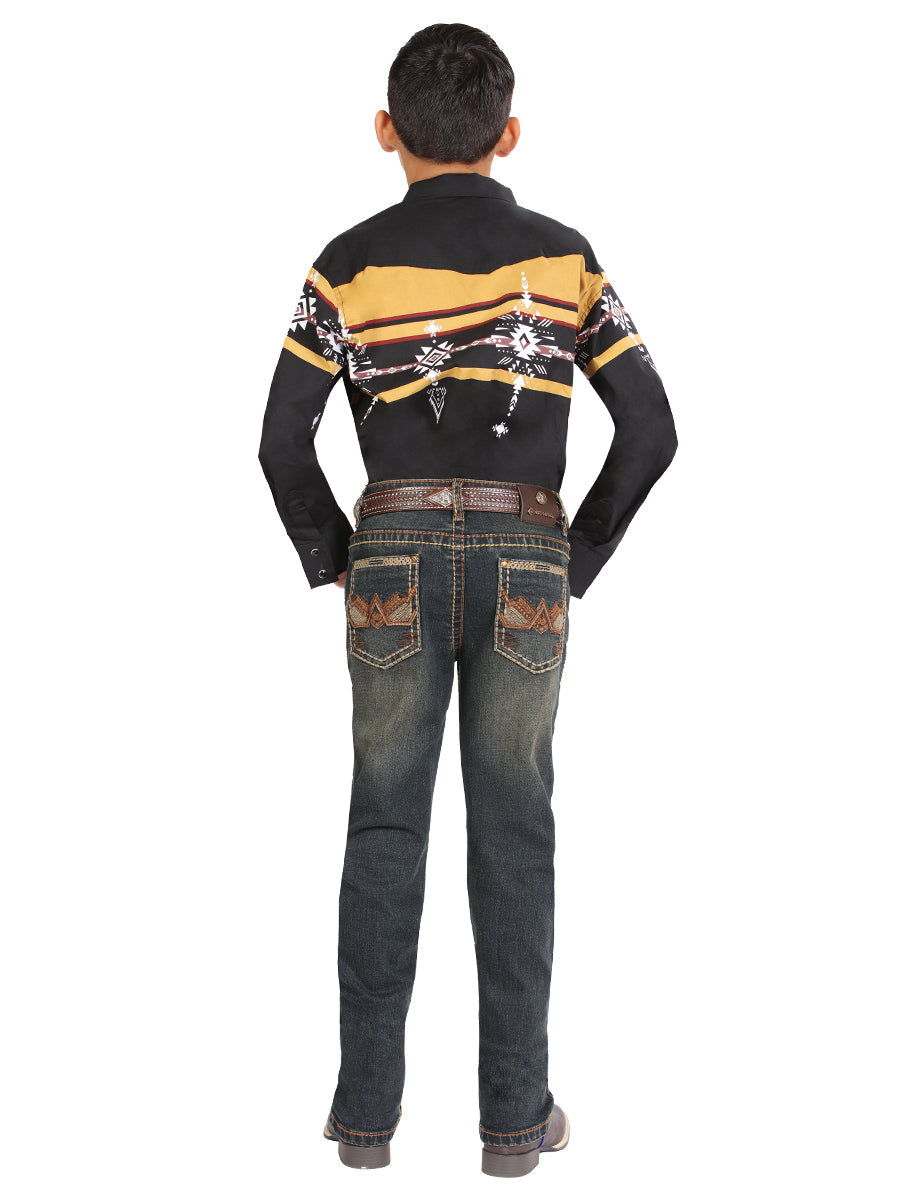 Boys Centenario Premium Bootcut Jeans - Tinted Green Denim 45911 — view 4
