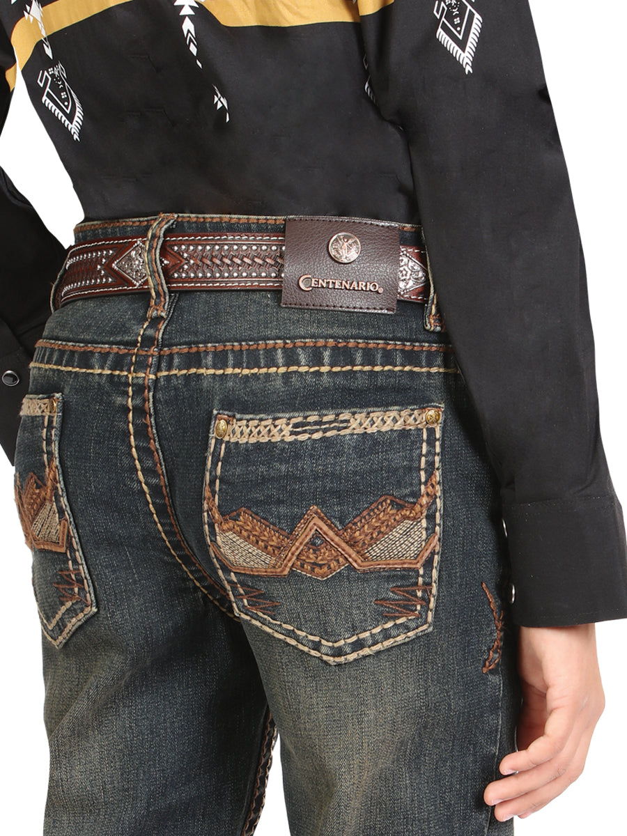 Boys Centenario Premium Bootcut Jeans - Tinted Green Denim 45911 — view 5
