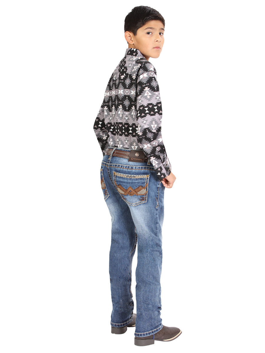 Boys Centenario Premium Bootcut Jeans - Blue Denim 45912 — view 3