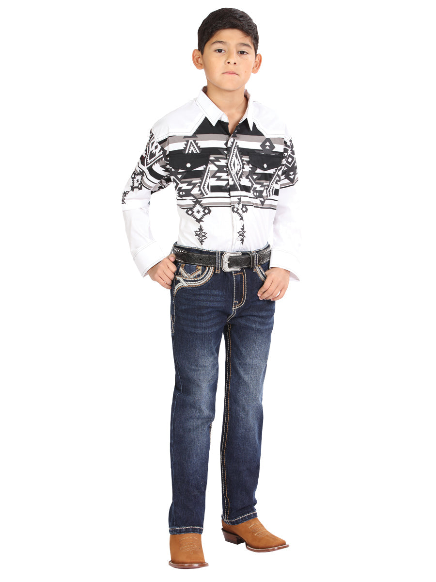 Boys Centenario Premium Bootcut Jeans - Dark Blue Denim 45914 — view 2