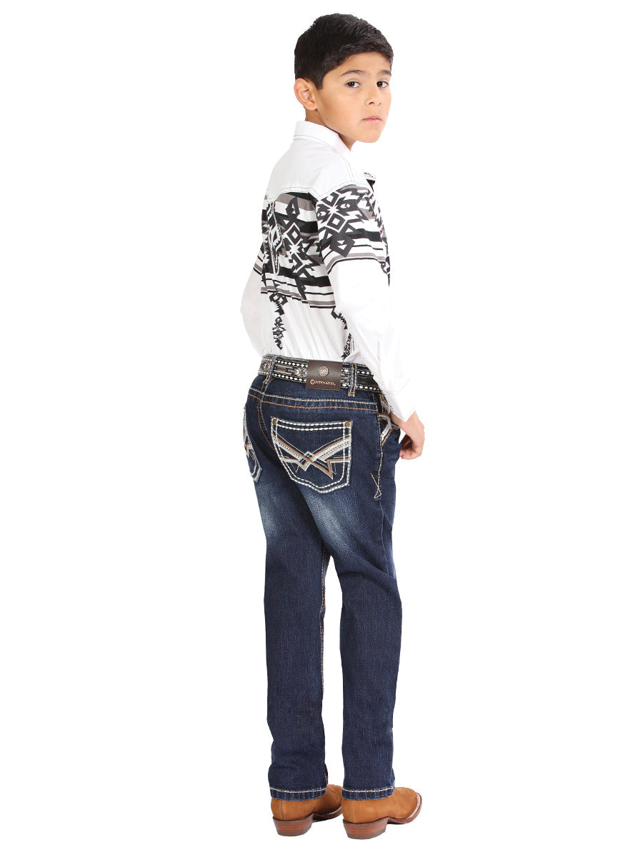Boys Centenario Premium Bootcut Jeans - Dark Blue Denim 45914 — view 3