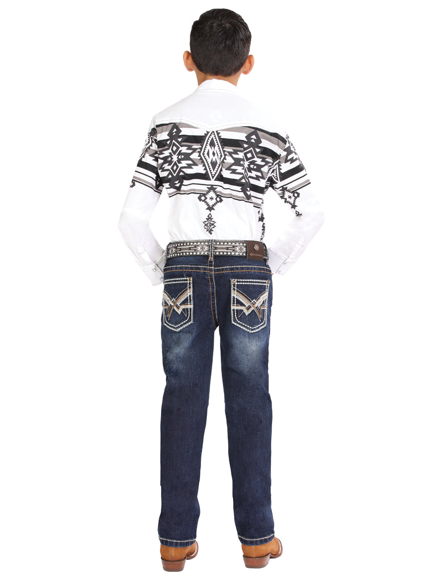 Boys Centenario Premium Bootcut Jeans - Dark Blue Denim 45914 — view 4