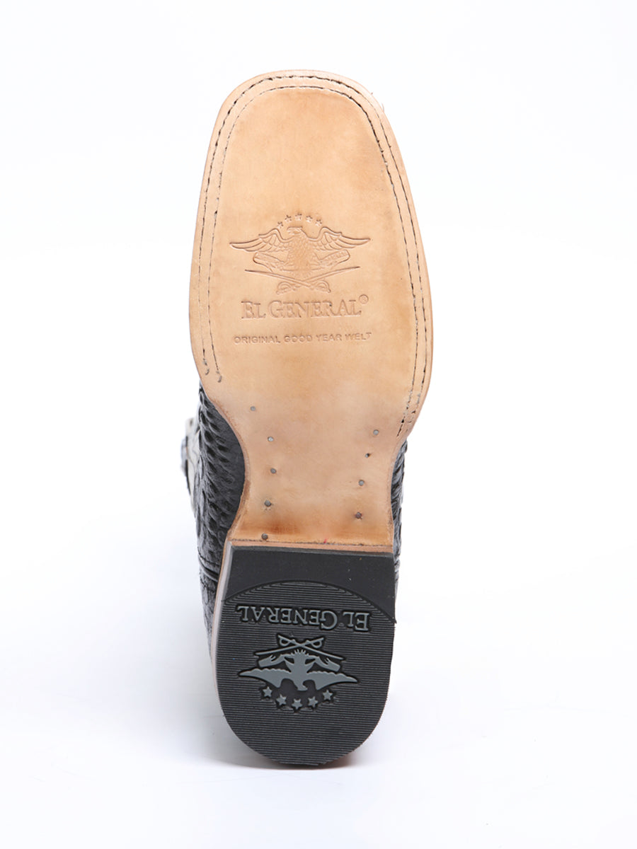 El General Men’s Leather Cowboy Boot - Made in Mexico - Embossed Alligator Crocodile Print - Black 45929 — view 10