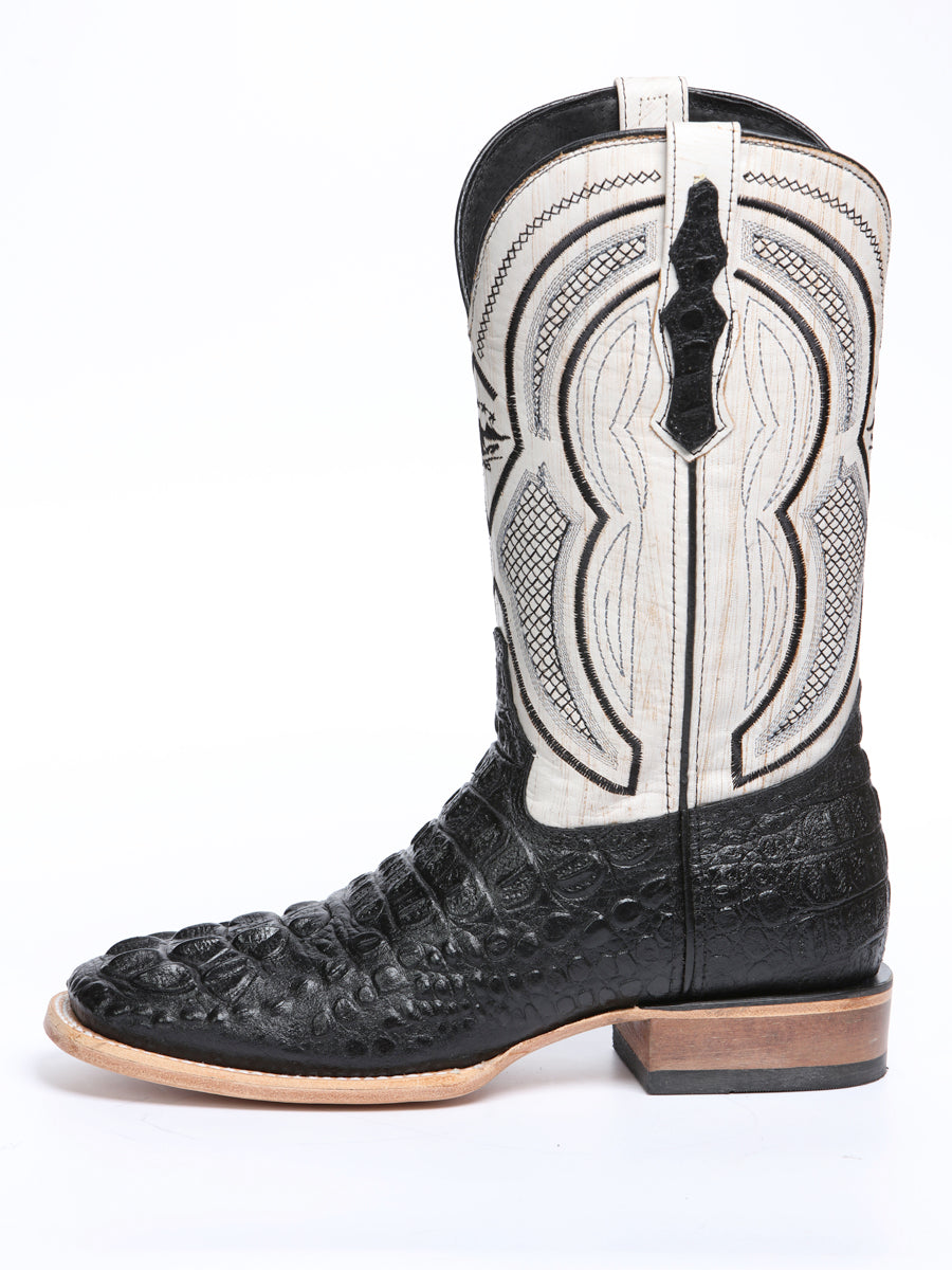 El General Men’s Leather Cowboy Boot - Made in Mexico - Embossed Alligator Crocodile Print - Black 45929 — view 5