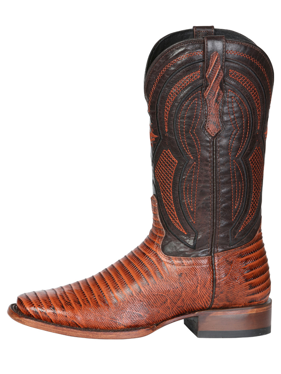 El General Men’s Leather Cowboy Boot - Embossed Lizard Print- Cognac 45930 — view 5