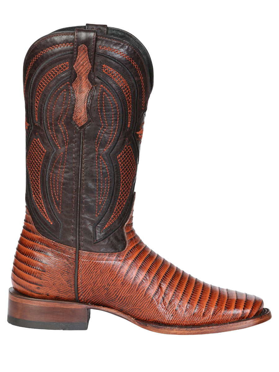 El General Men’s Leather Cowboy Boot - Embossed Lizard Print- Cognac 45930 — view 6