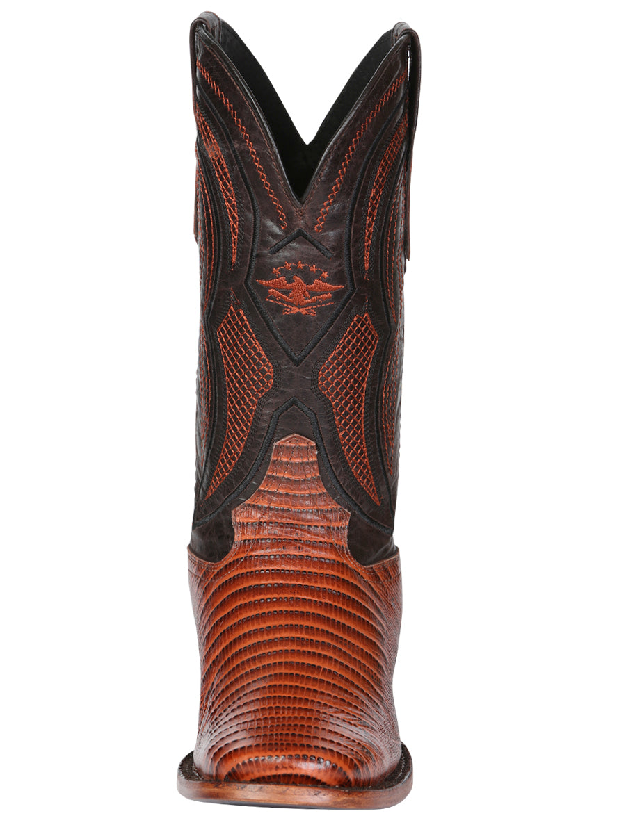El General Men’s Leather Cowboy Boot - Embossed Lizard Print- Cognac 45930 — view 7