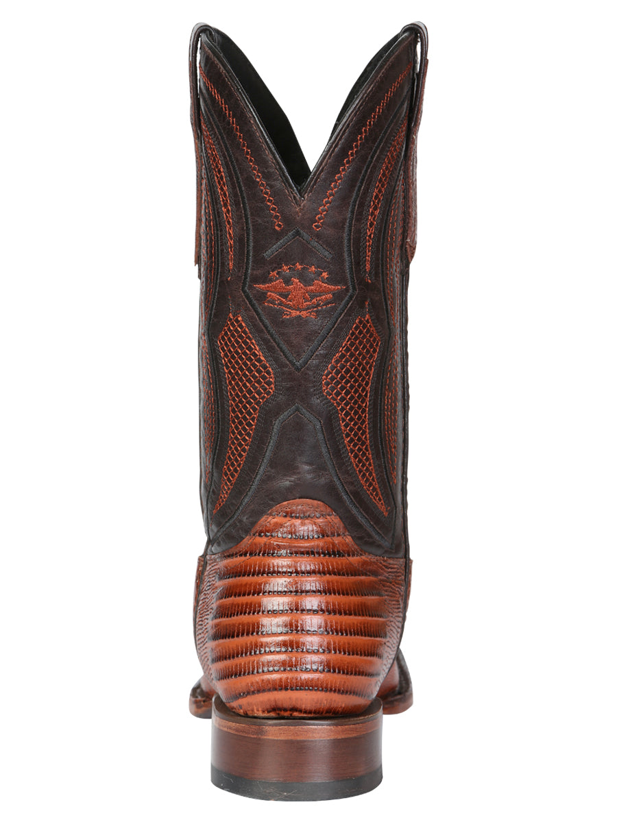 El General Men’s Leather Cowboy Boot - Embossed Lizard Print- Cognac 45930 — view 8