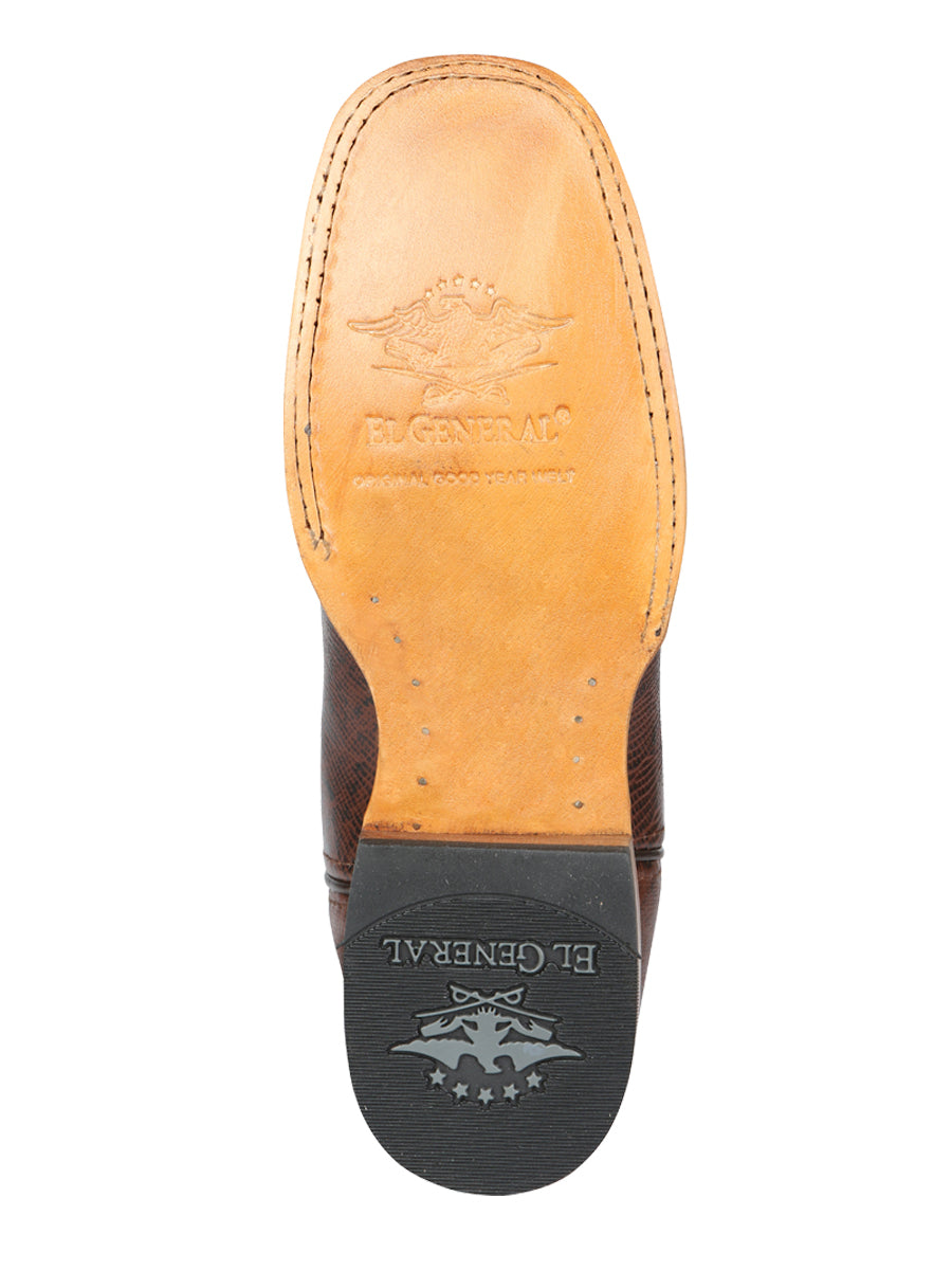 El General Men’s Leather Cowboy Boot - Embossed Lizard Print - Brown 45931 — view 10