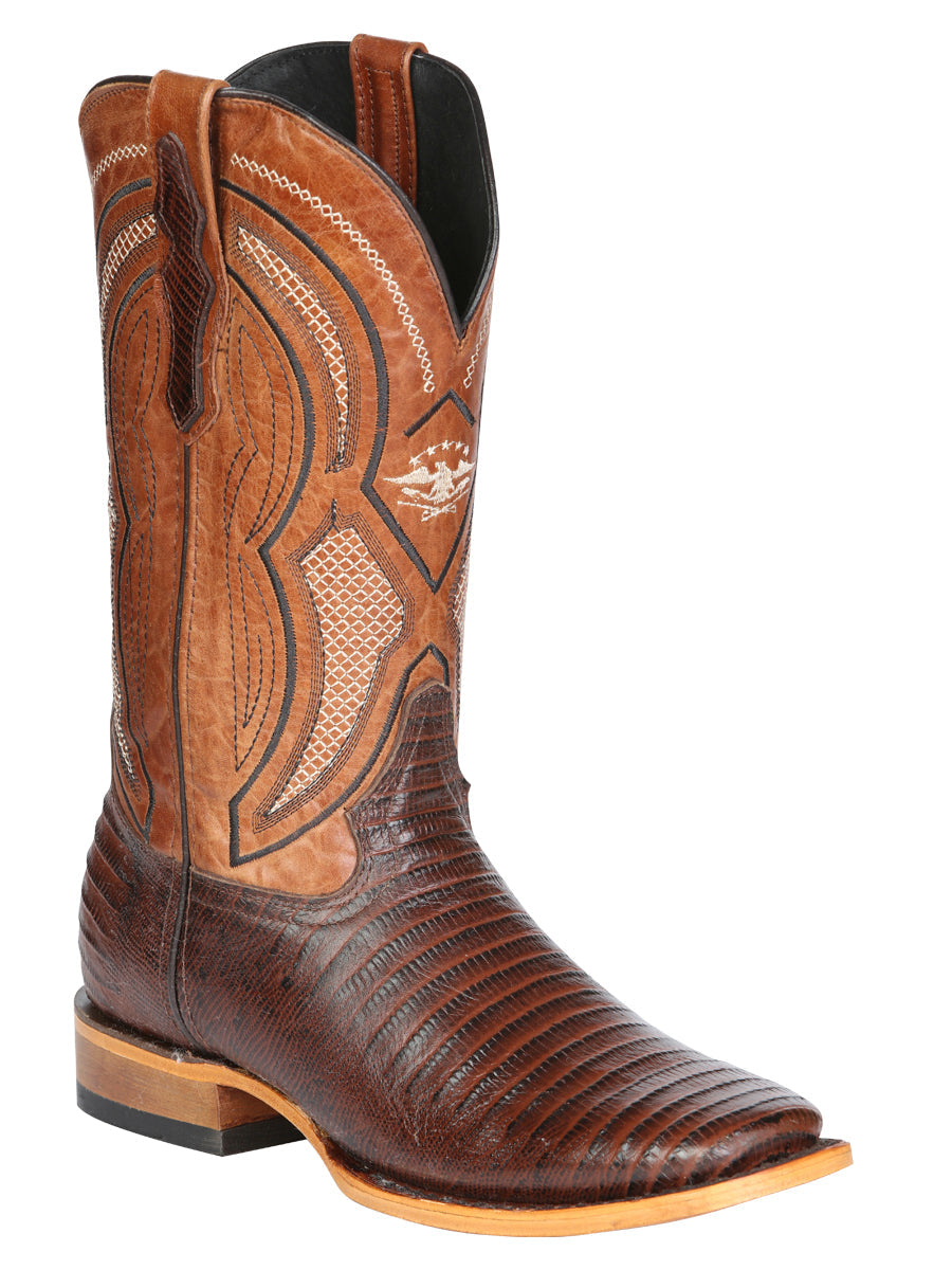 El General Men’s Leather Cowboy Boot - Embossed Lizard Print - Brown 45931 — view 2