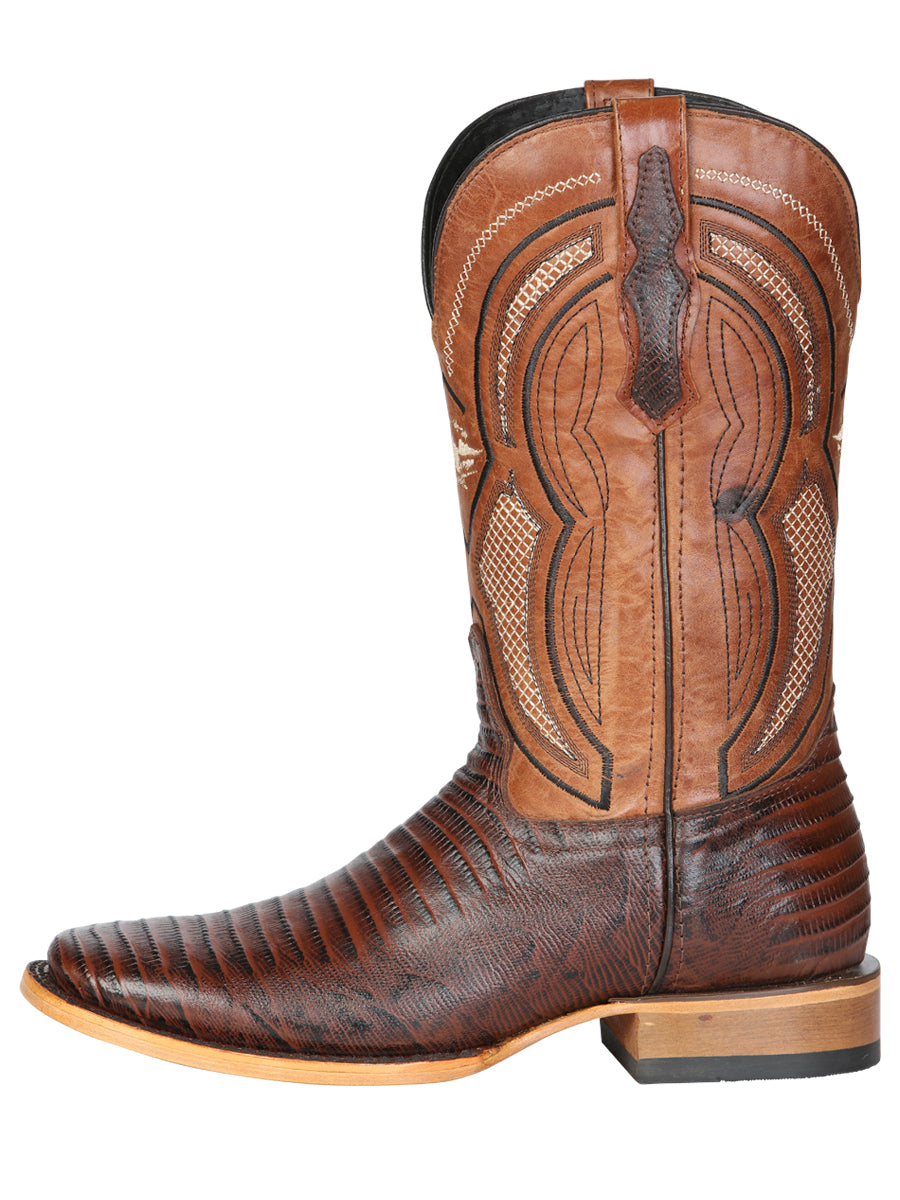El General Men’s Leather Cowboy Boot - Embossed Lizard Print - Brown 45931 — view 5