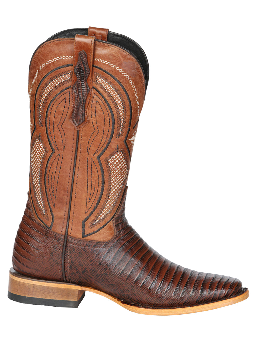 El General Men’s Leather Cowboy Boot - Embossed Lizard Print - Brown 45931 — view 6