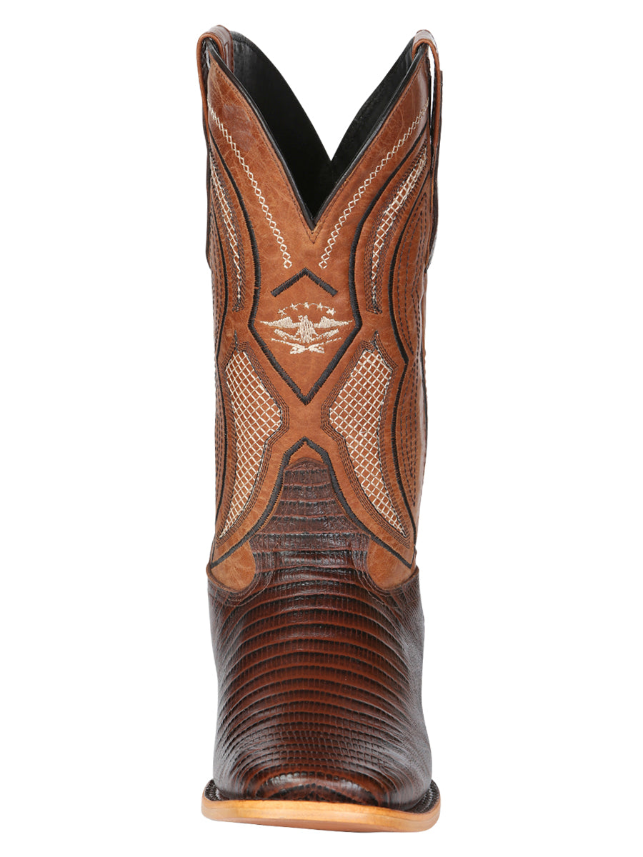 El General Men’s Leather Cowboy Boot - Embossed Lizard Print - Brown 45931 — view 7