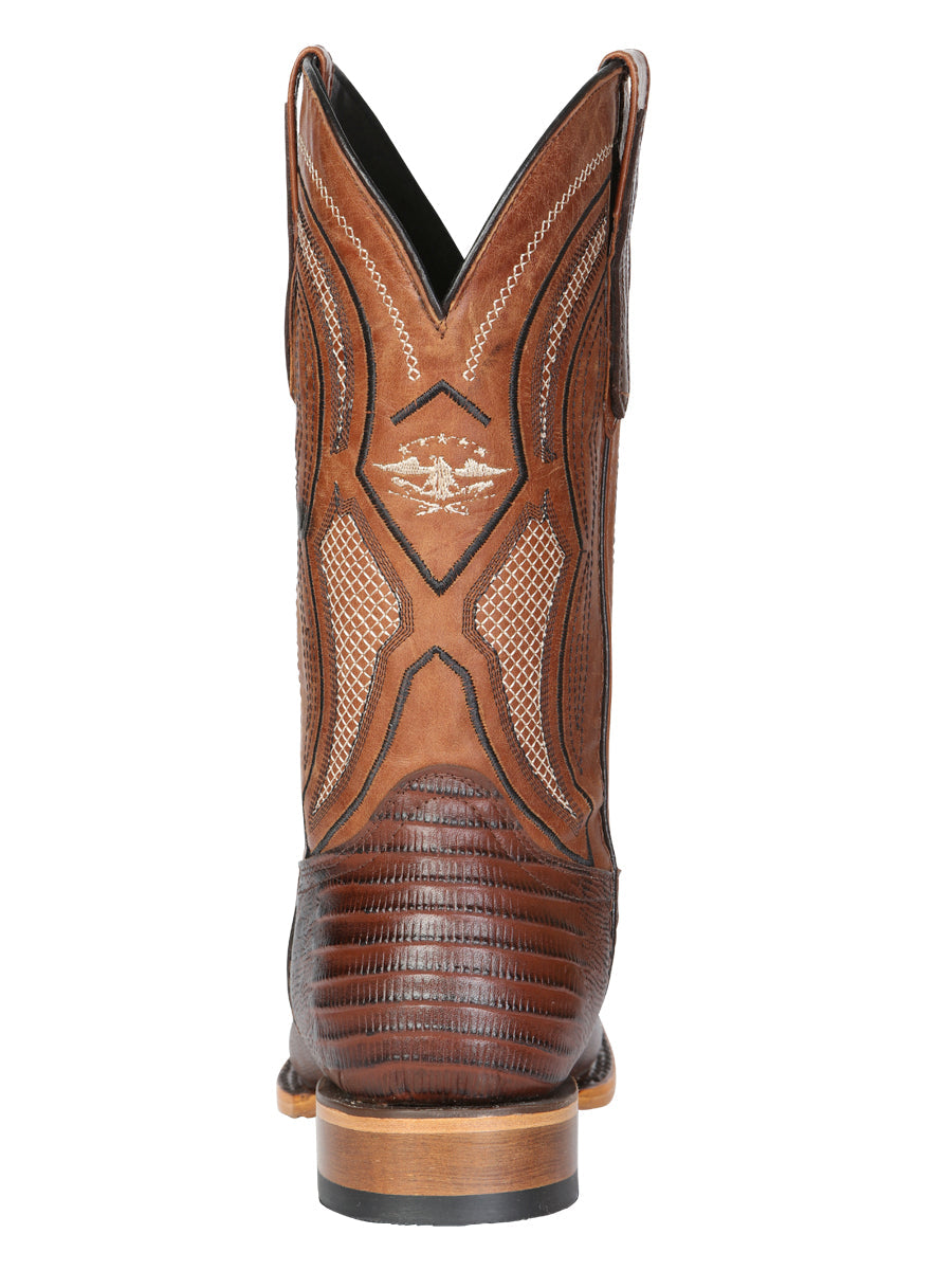El General Men’s Leather Cowboy Boot - Embossed Lizard Print - Brown 45931 — view 8