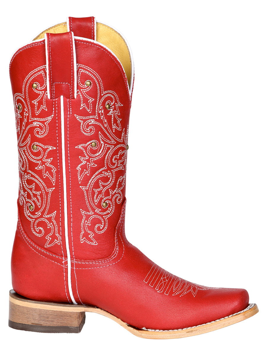 El General Women's Leather Cowboy Boot - Made in Mexico - Red 45932 — view 6