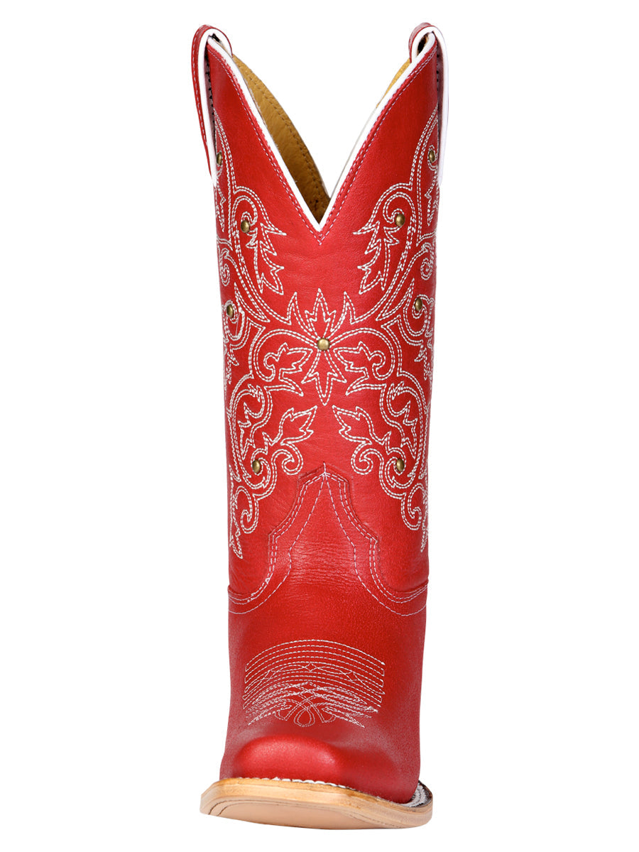 El General Women's Leather Cowboy Boot - Made in Mexico - Red 45932 — view 7