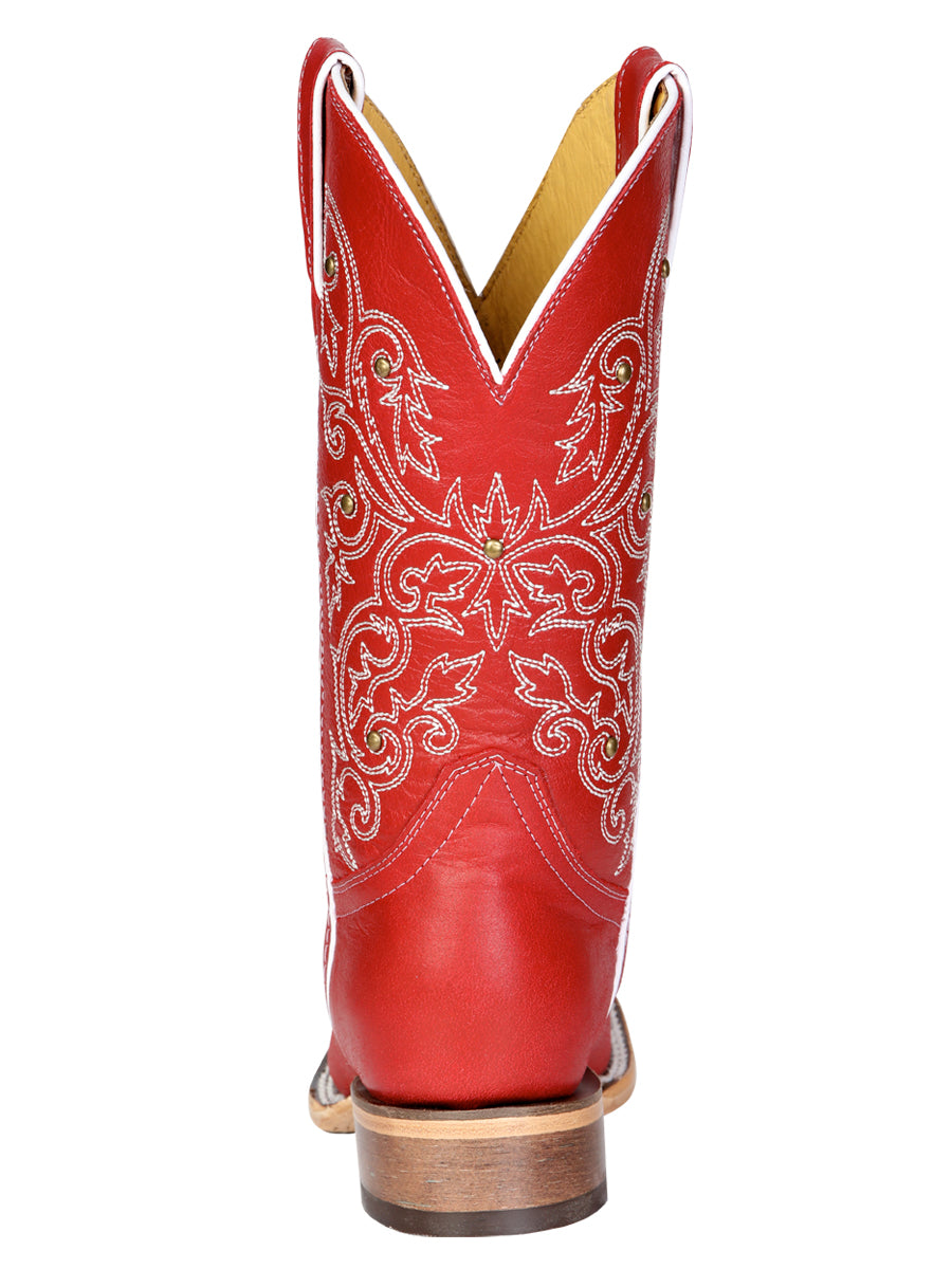 El General Women's Leather Cowboy Boot - Made in Mexico - Red 45932 — view 8